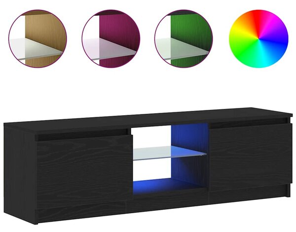 Fekete tölgy szerelt fa TV-szekrény LED-ekkel 120x30x36 cm
