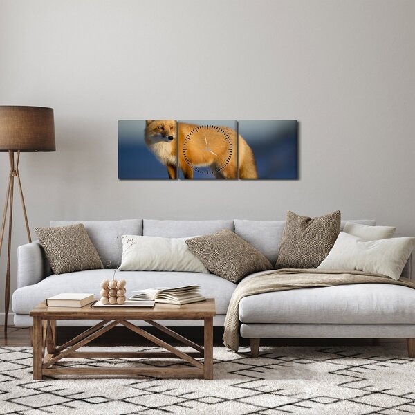 Kép - Róka a hóban (órával) (90x30 cm)