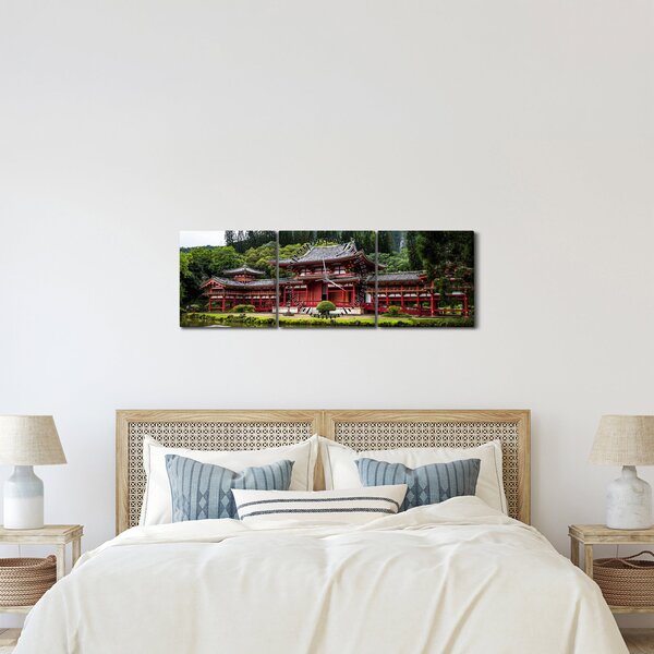 Kép - Buddhista kolostor (órával) (90x30 cm)