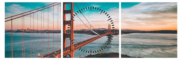 Kép - Golden Gate, San Francisco (órával) (90x30 cm)