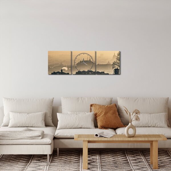Kép - Város köd alatt (órával) (90x30 cm)