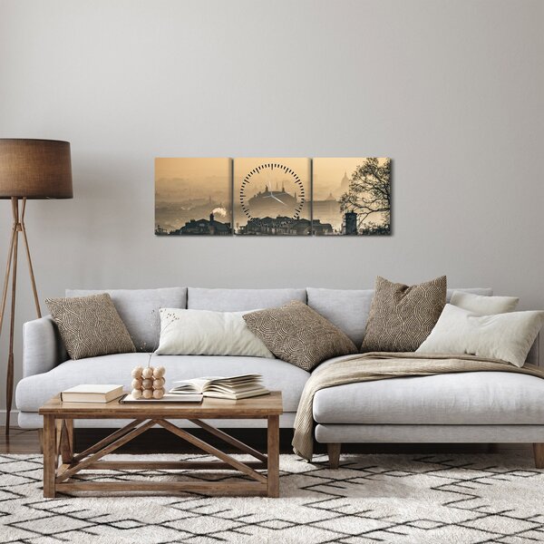 Kép - Város köd alatt (órával) (90x30 cm)