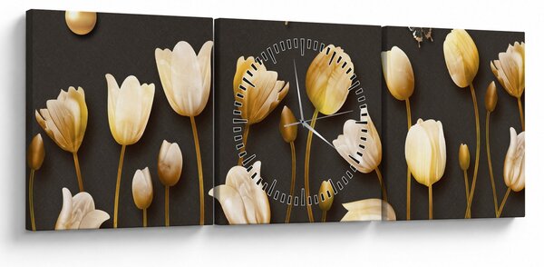Kép - Tulipánok - absztrakt (órával) (90x30 cm)