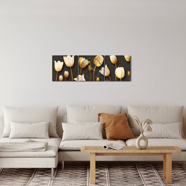 Kép - Tulipánok - absztrakt (órával) (90x30 cm)