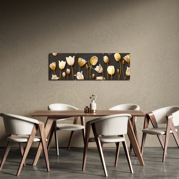Kép - Tulipánok - absztrakt (órával) (90x30 cm)