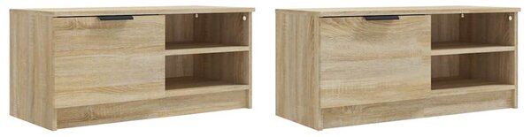 2 db sonoma-tölgy színű szerelt fa TV-szekrény 80x35x36,5 cm