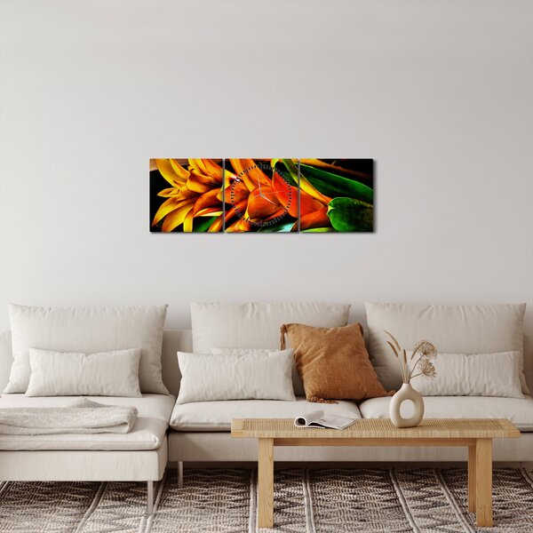 Narancssárga csokor képe (órával) (90x30 cm)