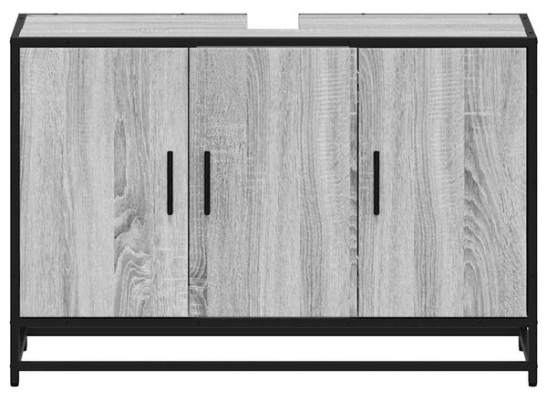 Szürke sonoma szerelt fa fürdőszobai mosdószekrény 90x33x60 cm