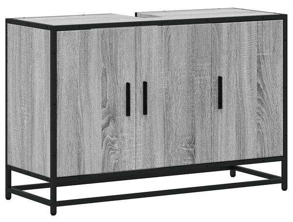 Szürke sonoma szerelt fa fürdőszobai mosdószekrény 90x33x60 cm