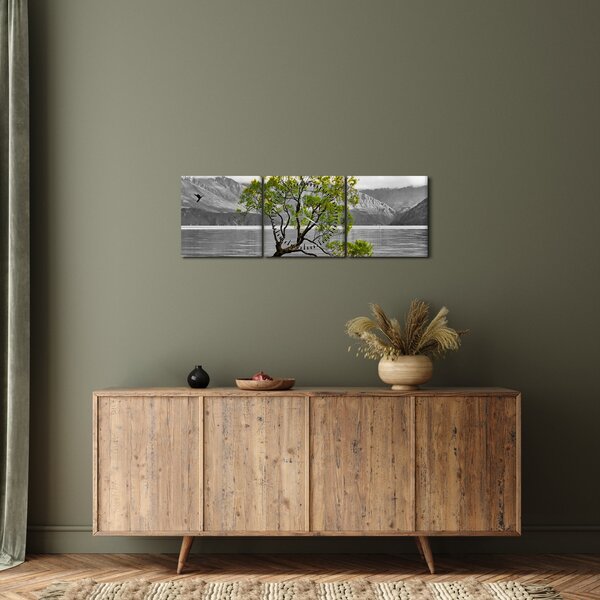 Fa képe a tó közepén (órával) (90x30 cm)