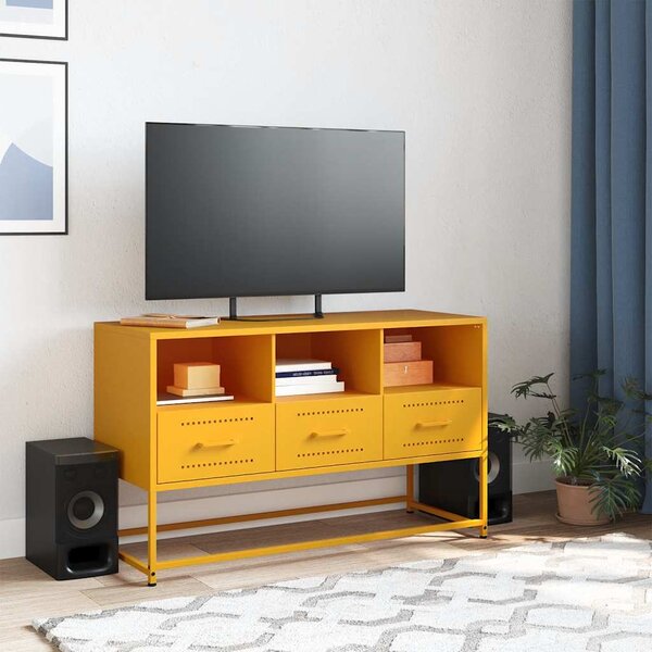 Mustársárga acél TV-szekrény 100,5x39x60,5 cm