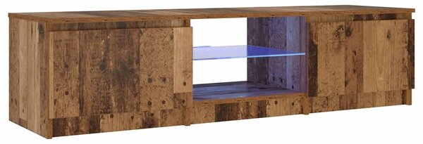 Antik fa színű szerelt fa TV-szekrény LED-ekkel 140x40x36 cm