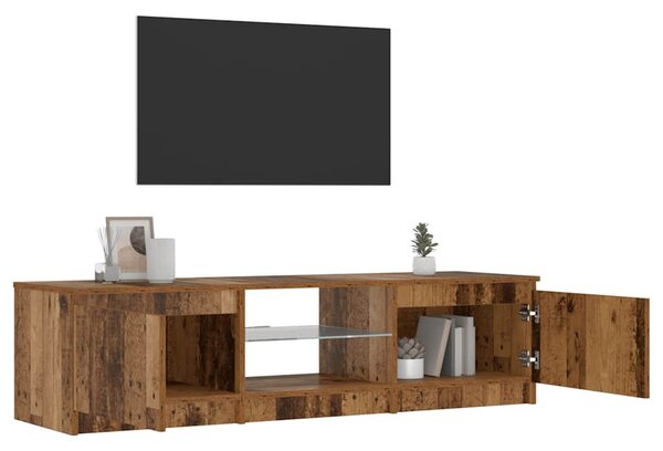 Antik fa színű szerelt fa TV-szekrény LED-ekkel 140x40x36 cm