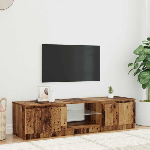 Antik fa színű szerelt fa TV-szekrény LED-ekkel 140x40x36 cm