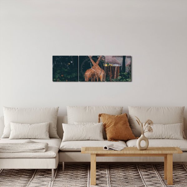 Két zsiráf képe (órával) (90x30 cm)