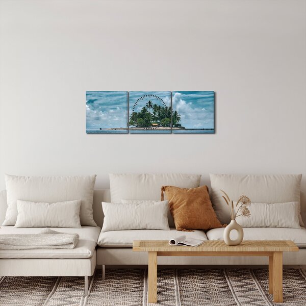Kép - sziget a tengeren (órával) (90x30 cm)