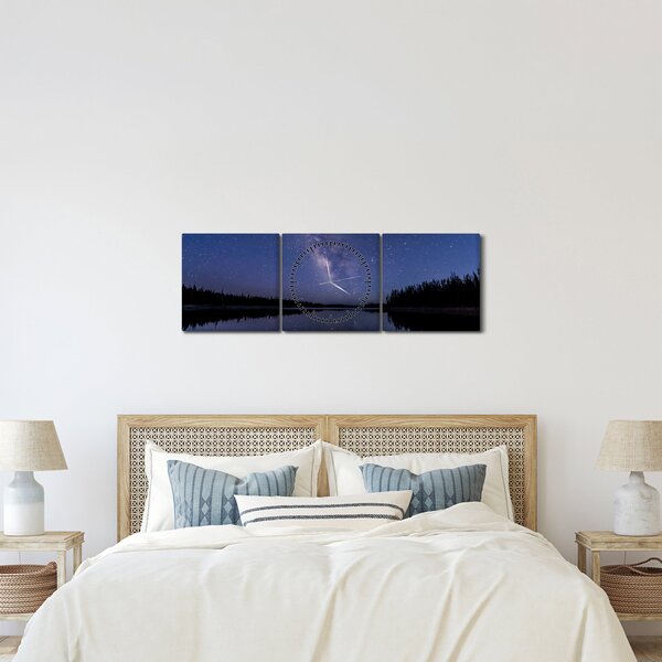 Az éjszakai égbolt képe (órával) (90x30 cm)