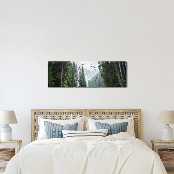 Kép az erdei tóról (órával) (90x30 cm)