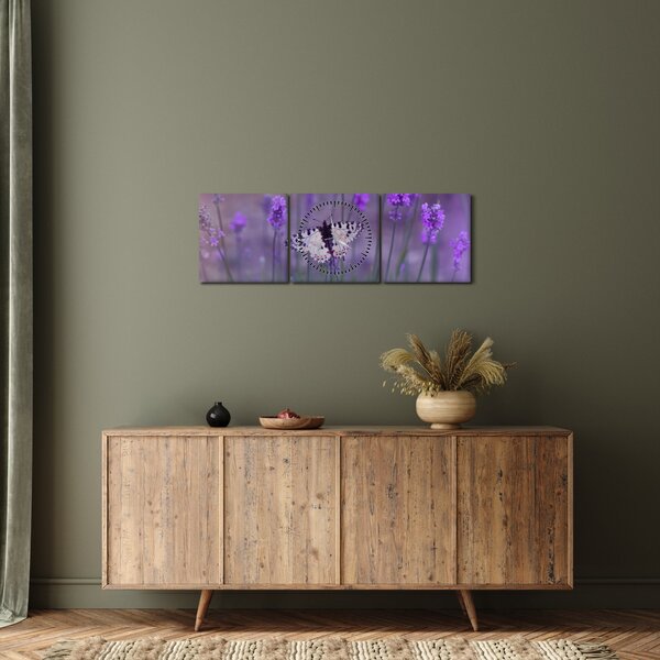 Kép - Pillangó a levendulán (órával) (90x30 cm)