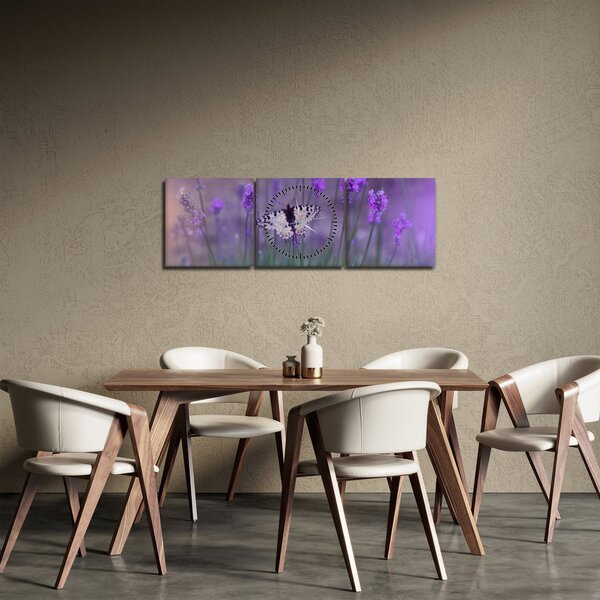 Kép - Pillangó a levendulán (órával) (90x30 cm)