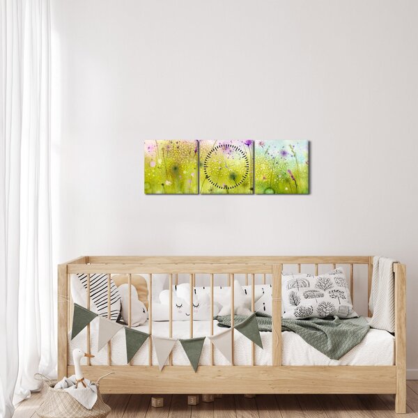 Kép - Réti virágok (órával) (90x30 cm)