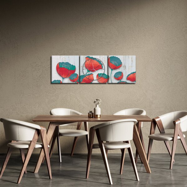 Kép - Pipacsok - kerozin (órával) (90x30 cm)