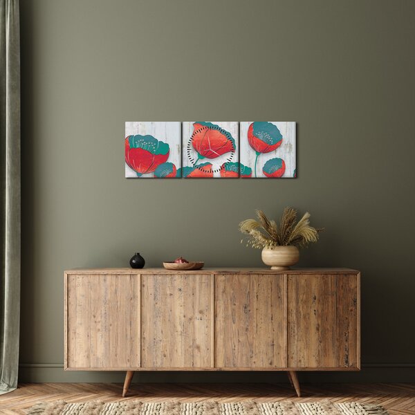Kép - Pipacsok - kerozin (órával) (90x30 cm)