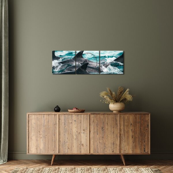 Kép - Delfinek az óceánban (órával) (90x30 cm)