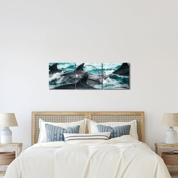 Kép - Delfinek az óceánban (órával) (90x30 cm)