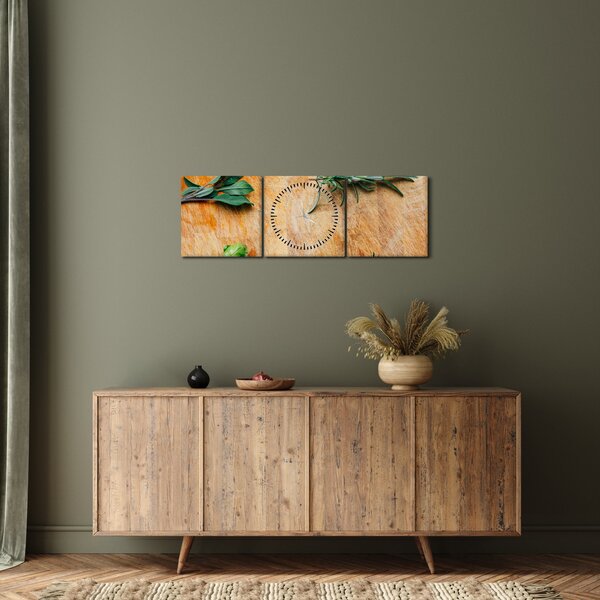Kép - Gyógynövények (órával) (90x30 cm)
