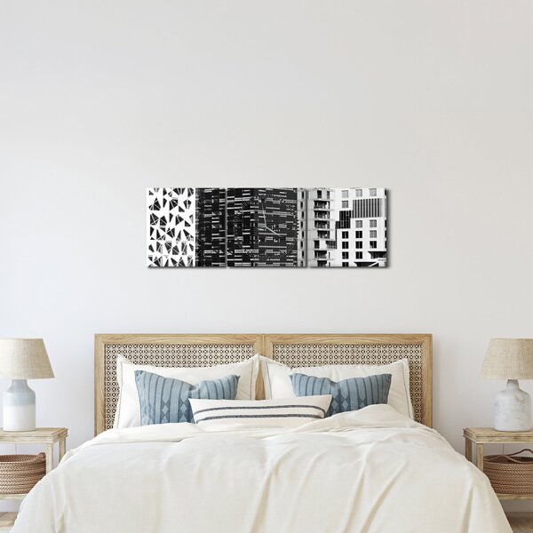 Fekete-fehér építészet képe (órával) (90x30 cm)