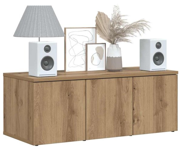 Kézműves tölgy színű szerelt fa TV-szekrény 80x34x30 cm