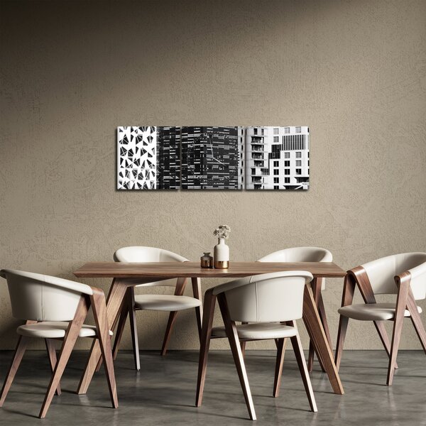 Fekete-fehér építészet képe (órával) (90x30 cm)