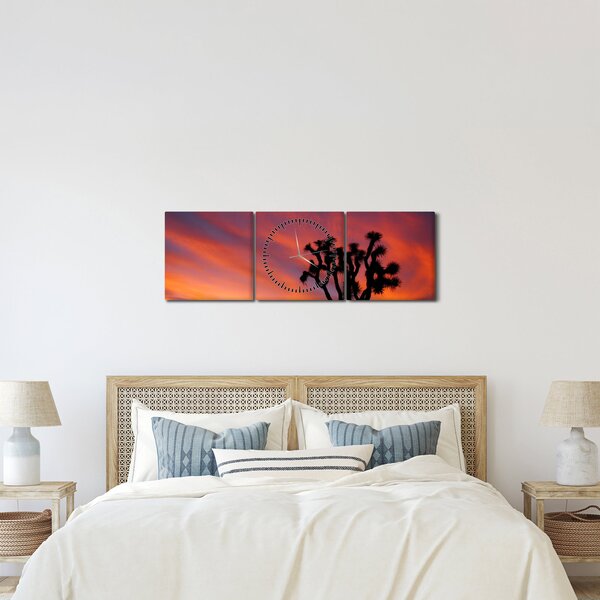 Naplemente egy fa sziluettje felett (órával) (90x30 cm)