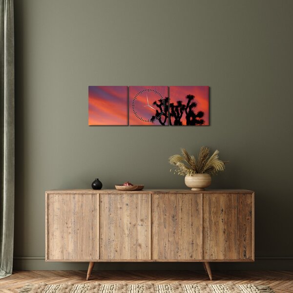Naplemente egy fa sziluettje felett (órával) (90x30 cm)