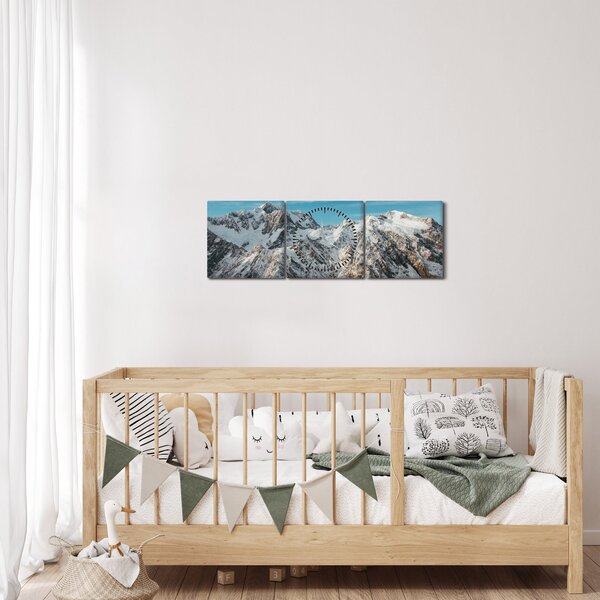 Havas csúcsok képe, Fiordland (órával) (90x30 cm)