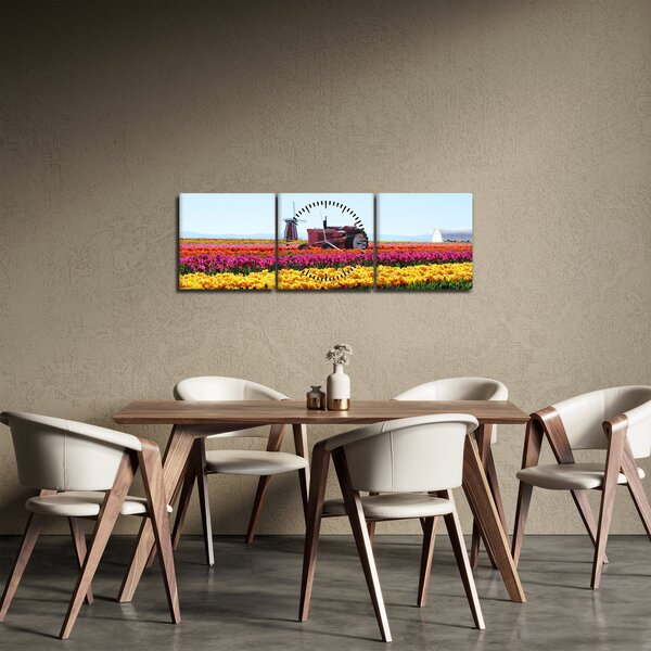 Tulipánfarm képe (órával) (90x30 cm)