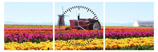 Tulipánfarm képe (órával) (90x30 cm)