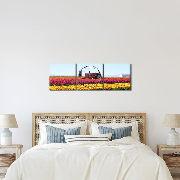 Tulipánfarm képe (órával) (90x30 cm)