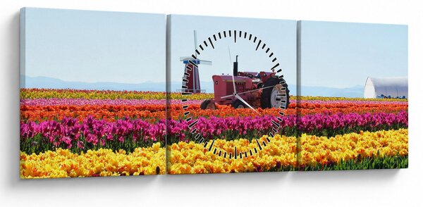 Tulipánfarm képe (órával) (90x30 cm)