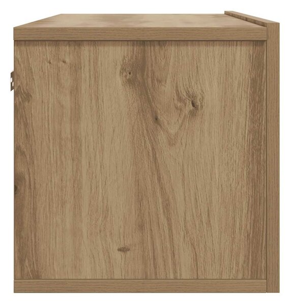 Kézműves tölgy színű szerelt fa fali TV-szekrény 100x30x30 cm