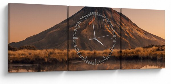A Mount Taranaki visszaverődése, Új-Zéland (órával) (90x30 cm)