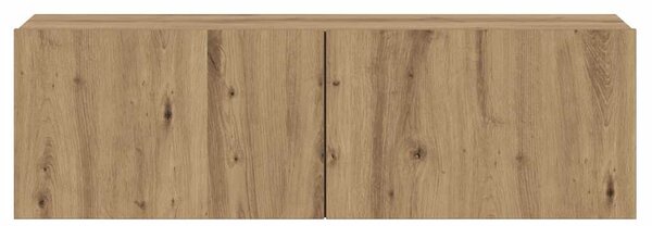 Kézműves tölgy színű szerelt fa fali TV-szekrény 100x30x30 cm