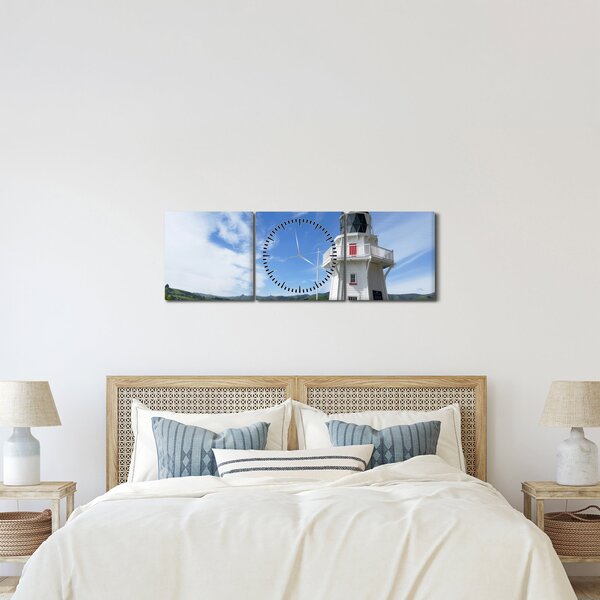 Az Akaroa világítótorony képe, Új-Zéland (órával) (90x30 cm)