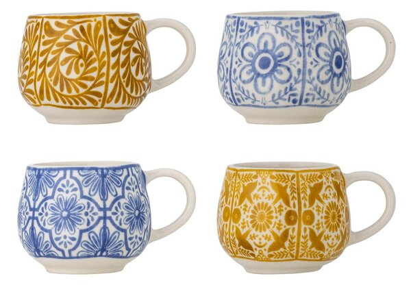 Kék-narancssárga kőedény eszpresszó csésze szett 4 db-os 155 ml Milton – Bloomingville