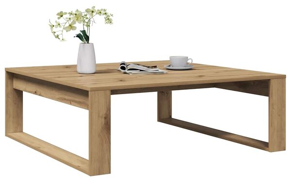 Kézműves tölgy színű szerelt fa dohányzóasztal 100 x 100 x 35cm