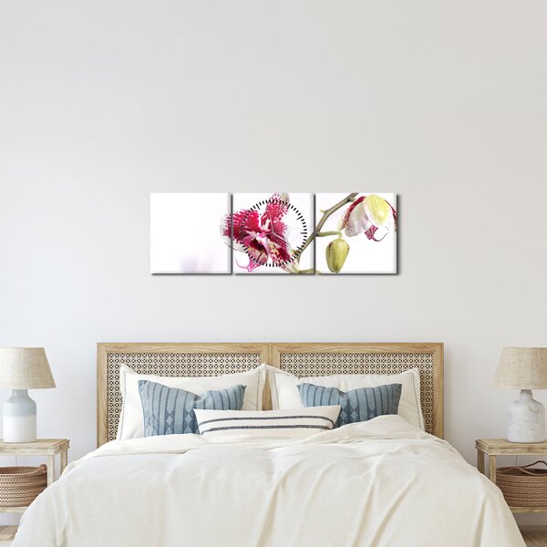 Orchidea virág képe (órával) (90x30 cm)