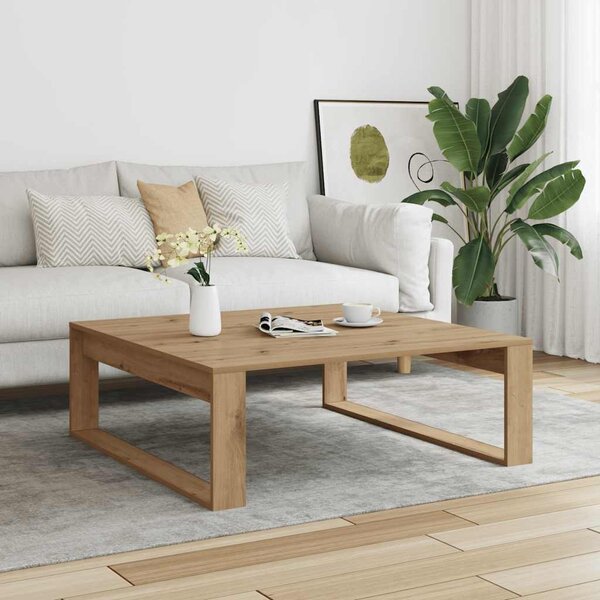 Kézműves tölgy színű szerelt fa dohányzóasztal 100 x 100 x 35cm