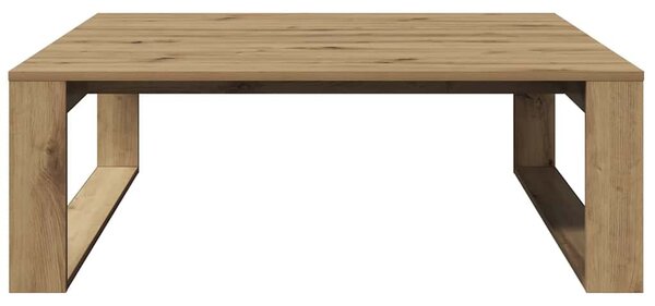 Kézműves tölgy színű szerelt fa dohányzóasztal 100 x 100 x 35cm