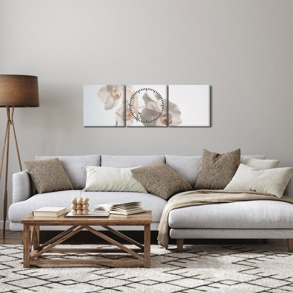 Fehér orchidea képe (órával) (90x30 cm)